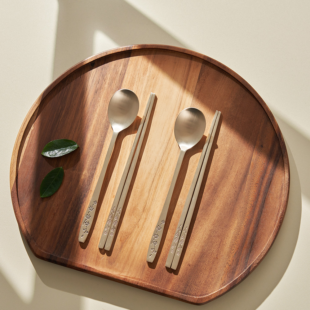 놋반 안성맞춤 방짜유기 2인 수저세트 매화