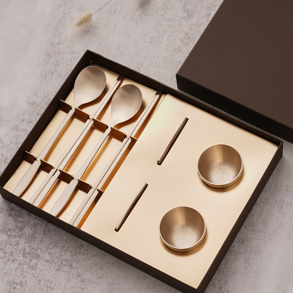 놋반 안성맞춤 방짜유기 2인 수저 술잔세트 프리미엄 선물세트