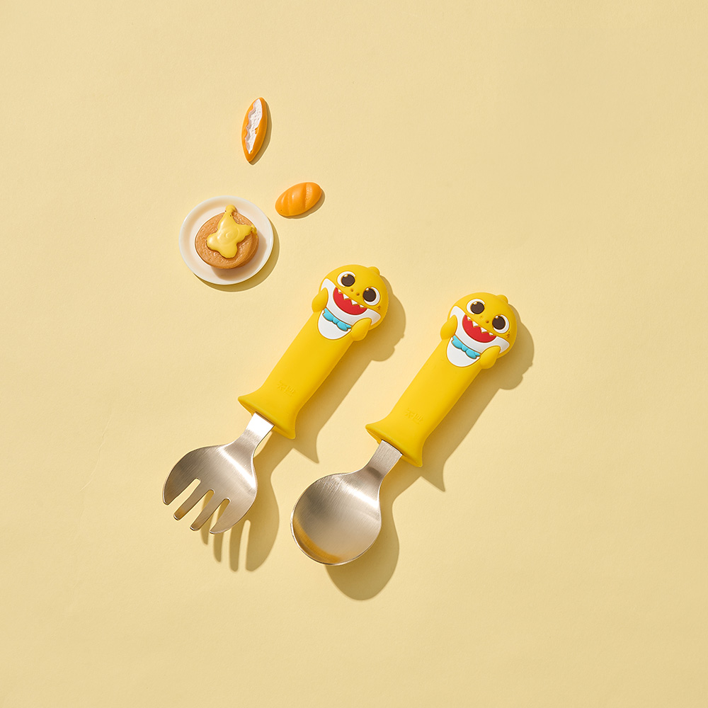 놋반 안성맞춤 방짜유기 아기상어 유아 스푼포크 세트