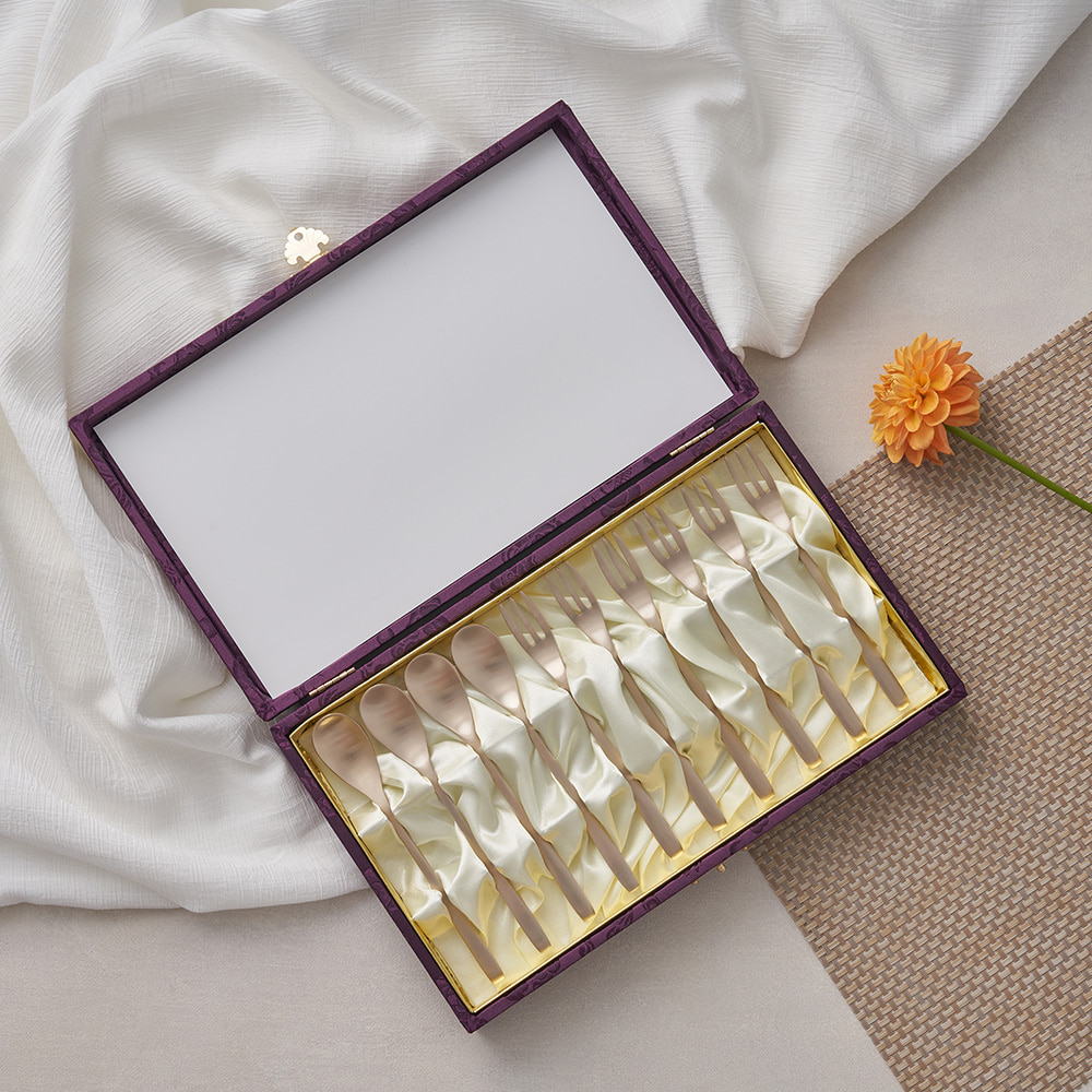 놋반 안성맞춤 방짜유기 프리미엄 티스푼 포크 세트 10P